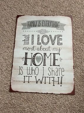Rustic Rust-Edged 'Family Is Everything' Home Sign in Cream and Gray